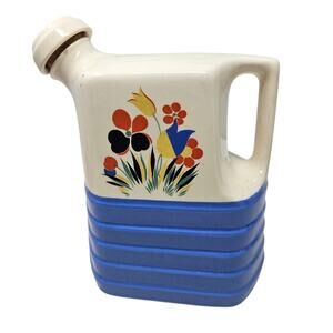 Vintage 30s Universal Cambridge Water Pitcher Refrigerator Floral Cottage Blue